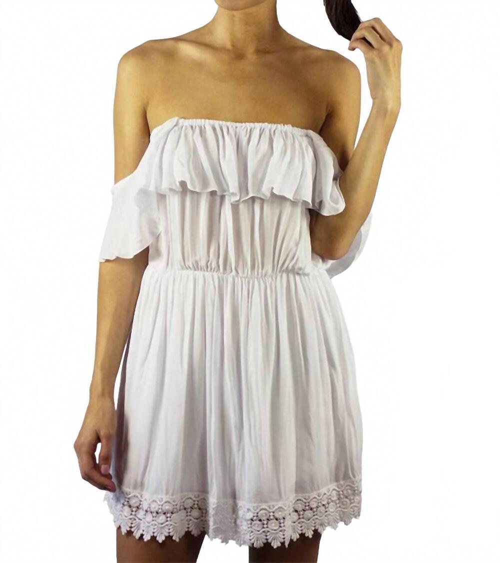 NEW ELAN off the shoulder ruffle mini dress in white